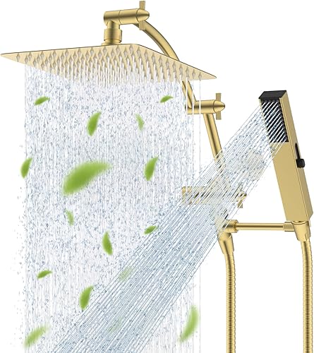 Miniatura 15 de Hibbent Alcachofa de ducha de lluvia filtrada todo metal de 12 pulgadas con combo de mano, varita de ducha de alta presión, brazo de extensión