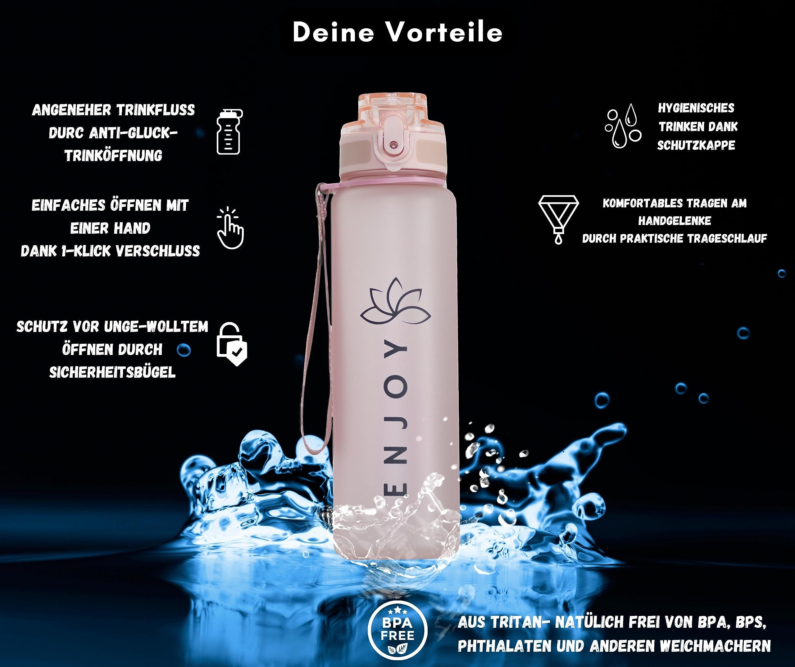 Borraccia Sportiva Tritan 750ml - Senza BPA, A Prova Di Perdite - Per Sport, Scuola E Lavoro - Foto 9