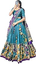 Women's Trending Designeer Lehenga Choli Tussar Silk Print with Foil Work With Unstitched Blouse Patola Print For Wedding