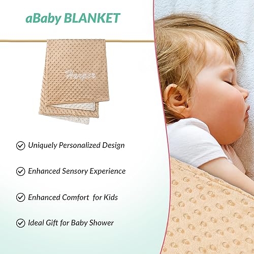 Miniatura 5 de aBaby - Mantas de bebé para niños y niñas, manta texturizada de alta calidad con personalización del nombre, reversible de 30 x 40 pulgadas, lavable