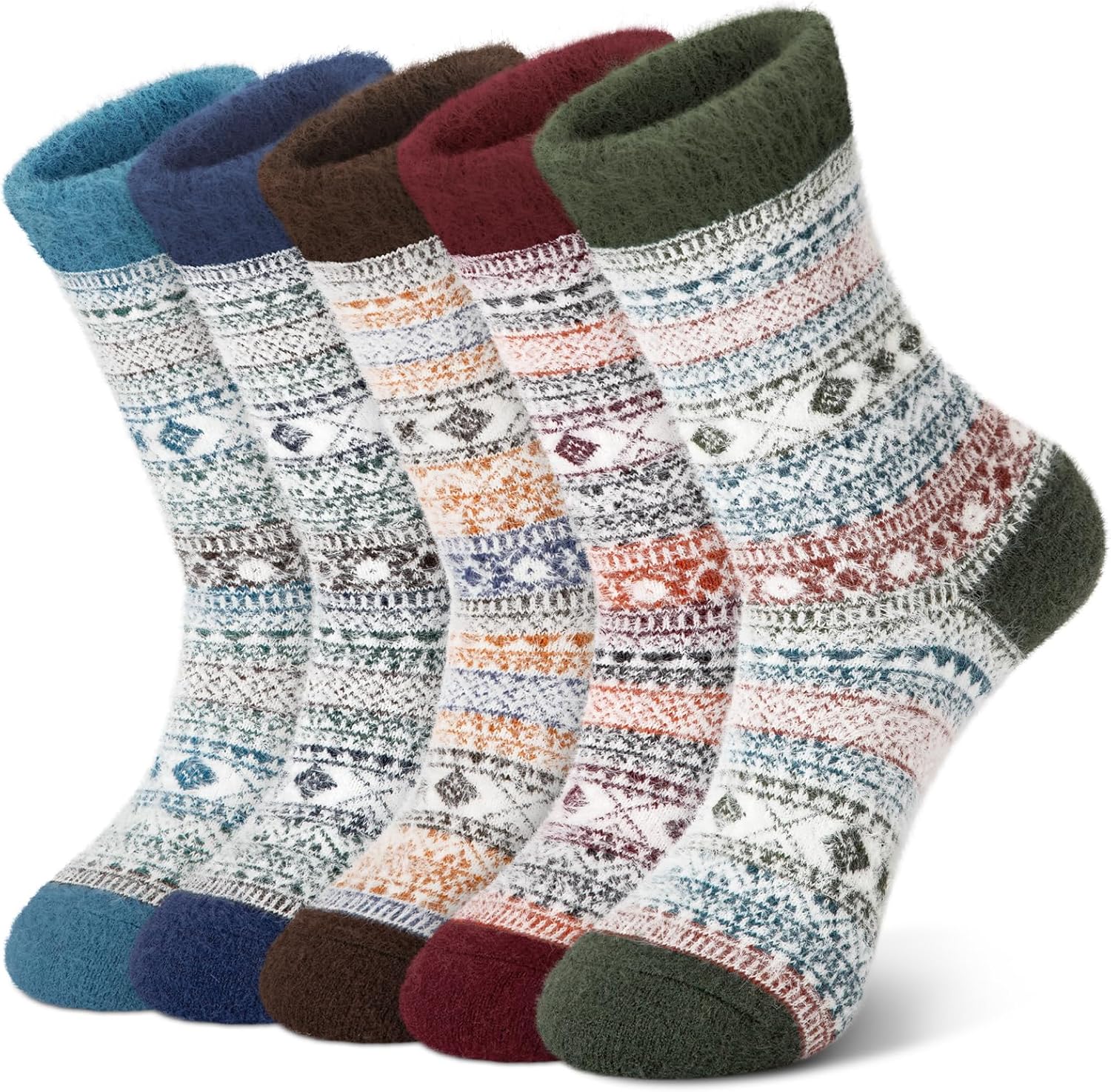 Senker Fashion Wool Socks for Women, Gifts Cozy Fuzzy Warm Boot Sock for Winter Hiking Sleep Stocking Stuffers