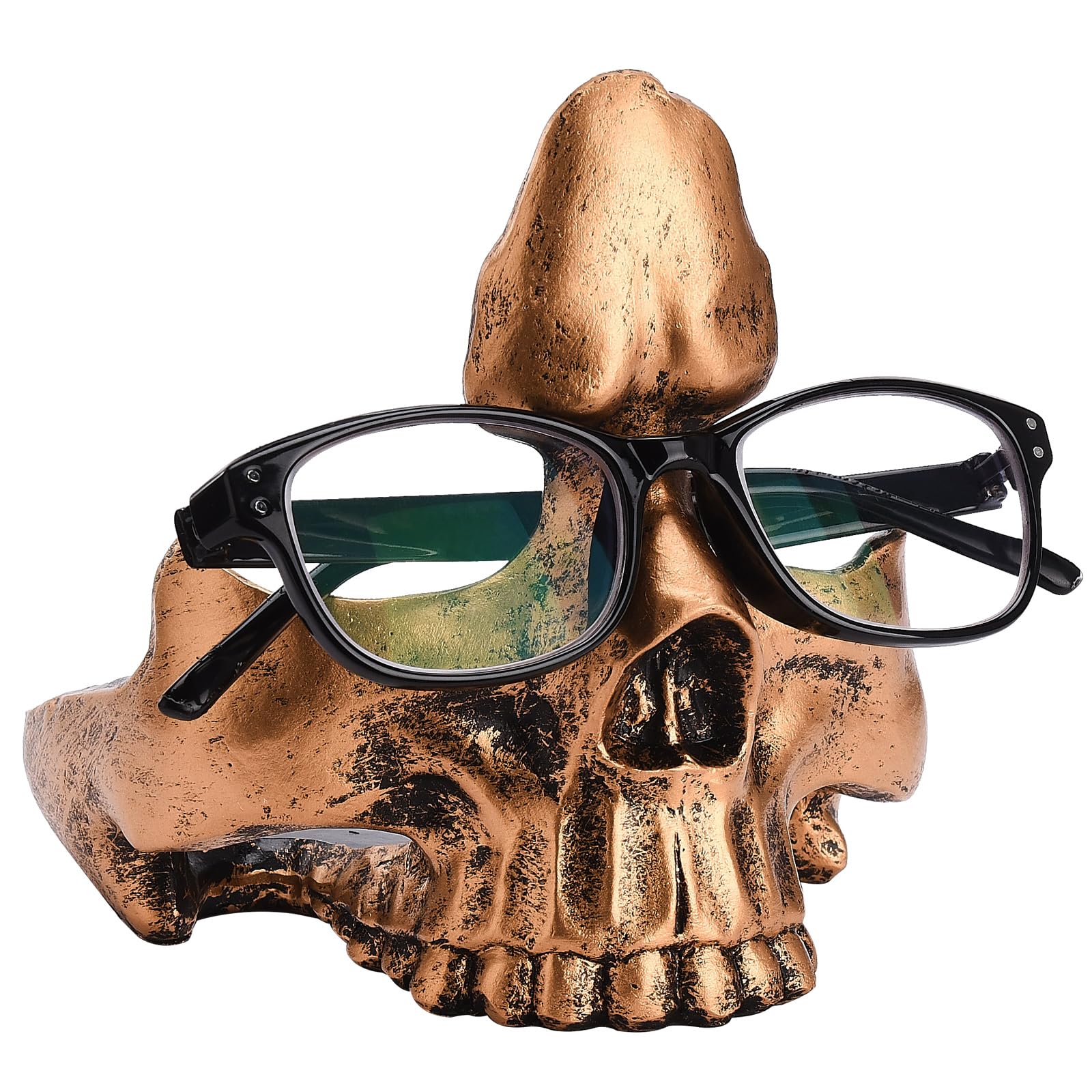 belupaiSkull Glasses Stand Holder, Gothic Sunglasses Display Stand Candy Dish Key Bowl Skull Glasses Frame Sculpture Ornaments Gothic Decoration for Entryway,Home,Desk (#2)
