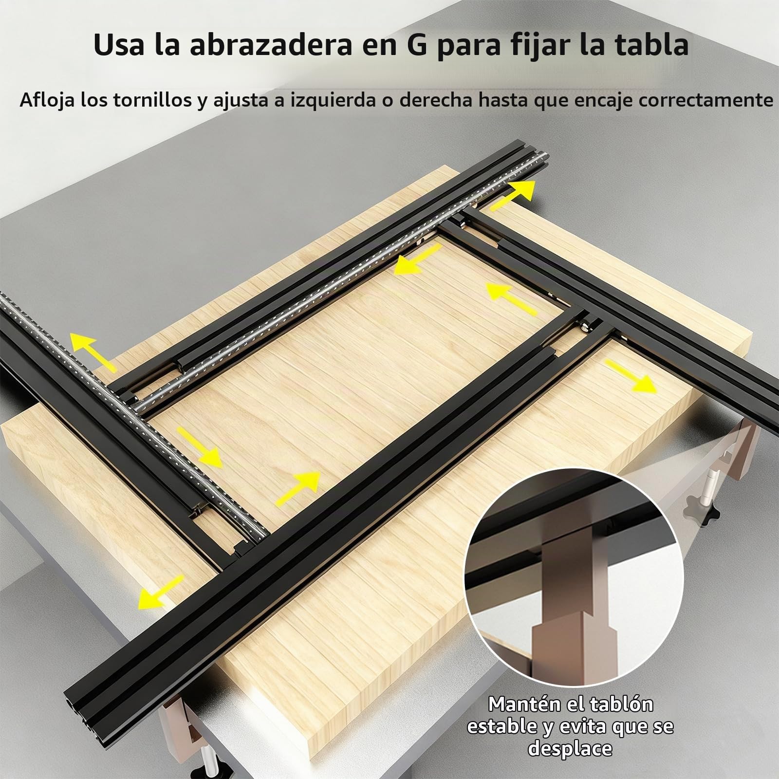 4 piezas Plantilla de fresado ajustable 800mm, Guía de fresado y plantilla para fresadora de mano, accesorio de madera (incluye 2 abrazaderas metálicas en G)
