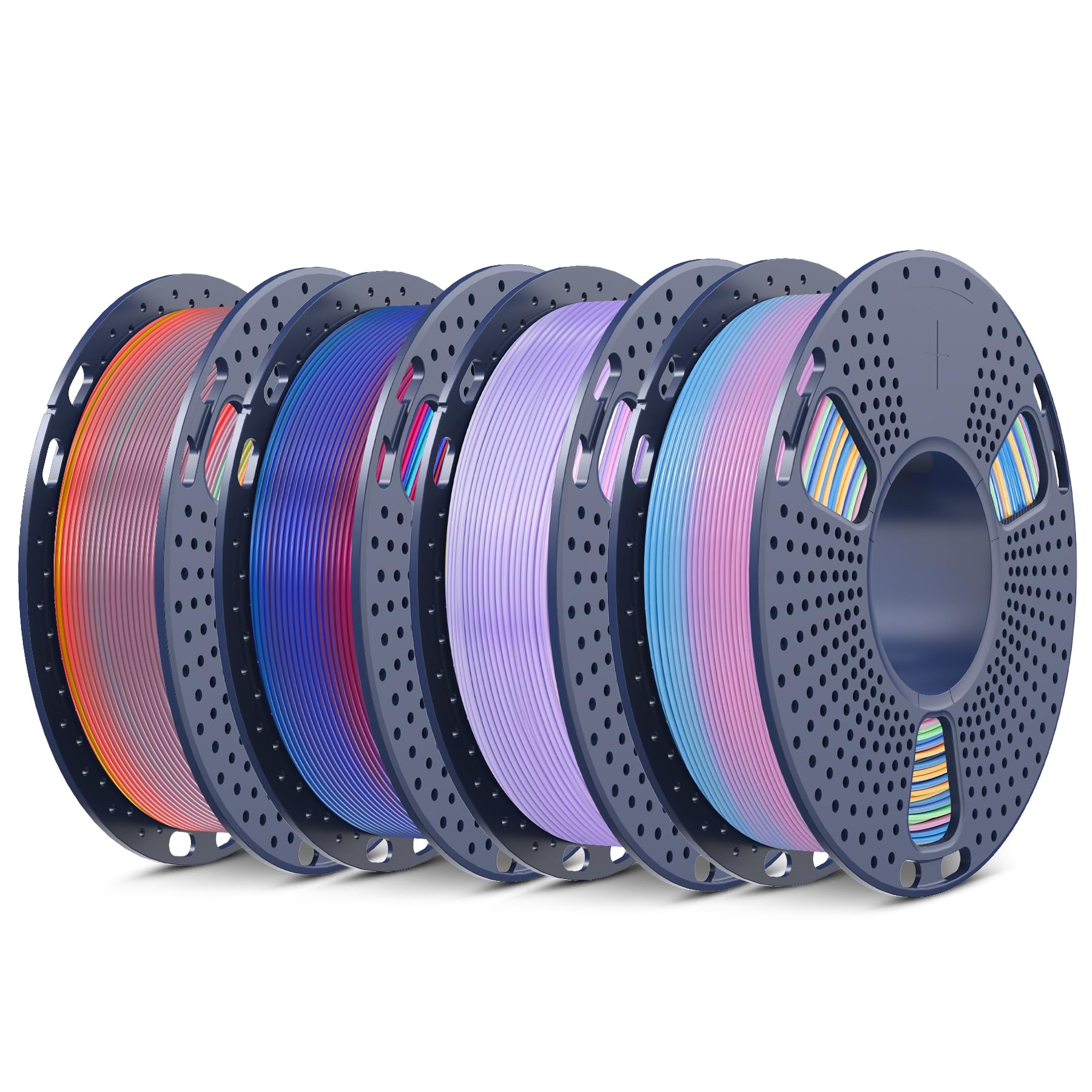 SUNLU 250g Rainbow PLA 3D Printer Filament Bundle Multicolor, 1kg in Total