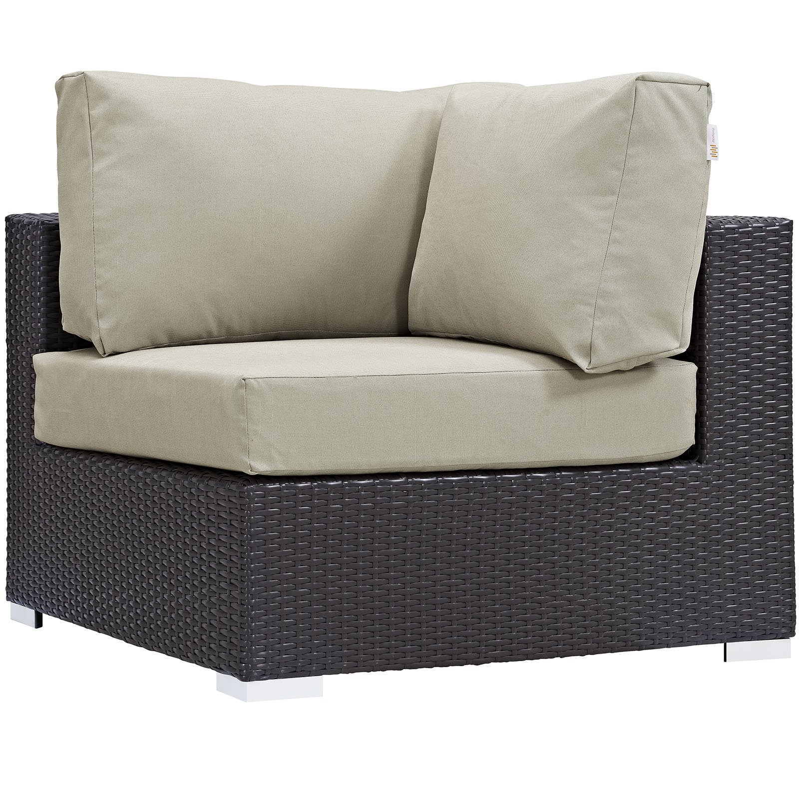 Photo 1 of Modway Convene Wicker Rattan Outdoor Patio Sectional Sofa Corner Seat in Espresso Beige