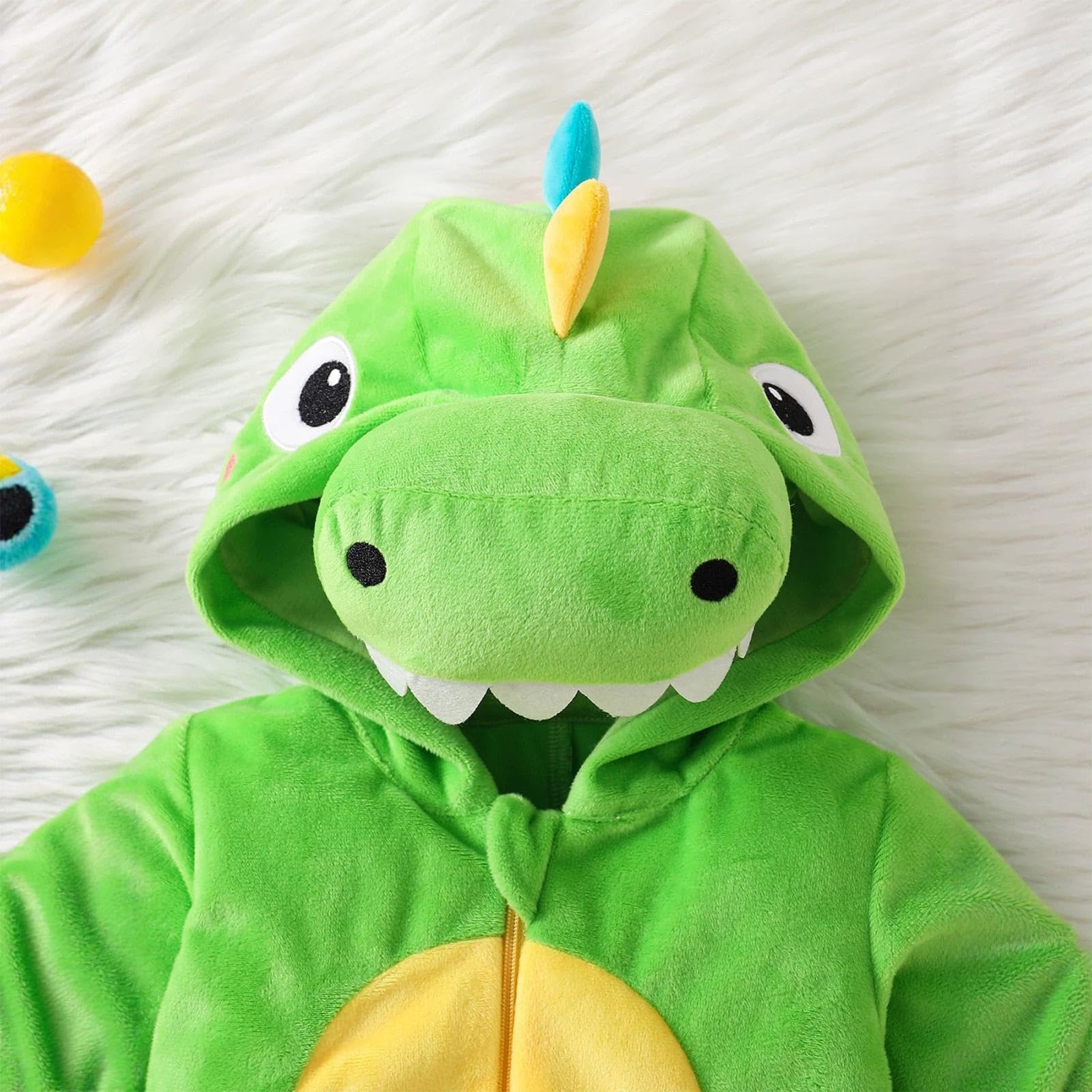 Costume da dinosauro per bambini con coda, caldo, realistico, lavabile, con