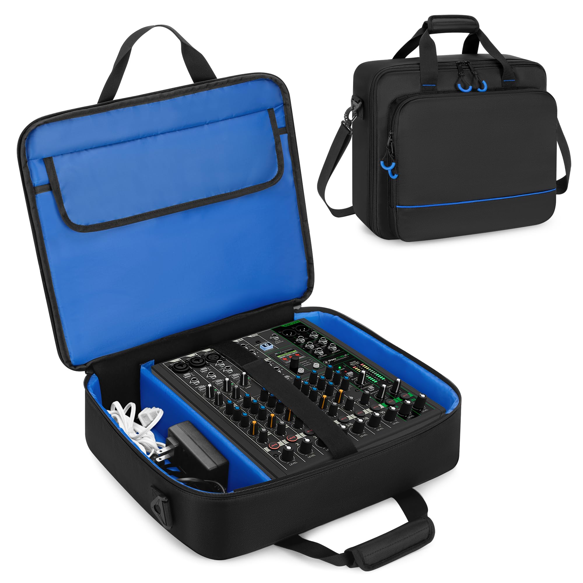 PGmoon Borsa per Mixer Compatibile con Hercules Inpulse 200 MK2/Mackie ProFX12v3/ProFX10v3, Custodia per Mixer Audio con Tasche Multiple per Microfoni, Cavi e Altre Apparecchiature (Design Brevettato)