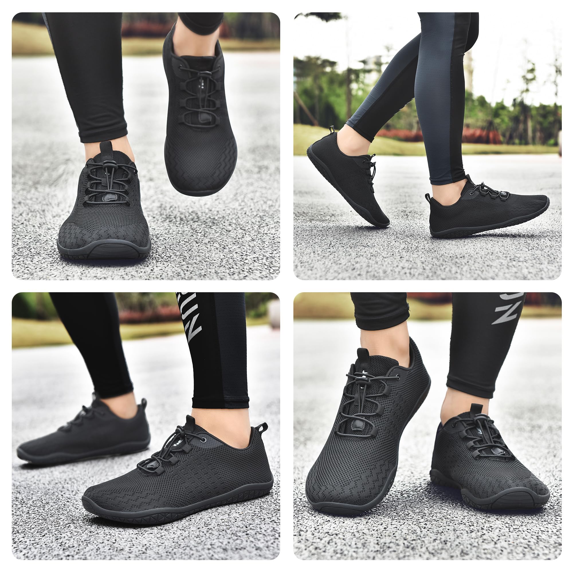 Geweo Buty Barefoot Mężczyźni Kobiety Lato Barefoot Shoes Szeroką Skrzynką na Palce Lato Oddychające Buty do Biegania Buty do Treningu Lekkie Wygodne Buty Fitness Sneaker Unisex Czarny 47EU