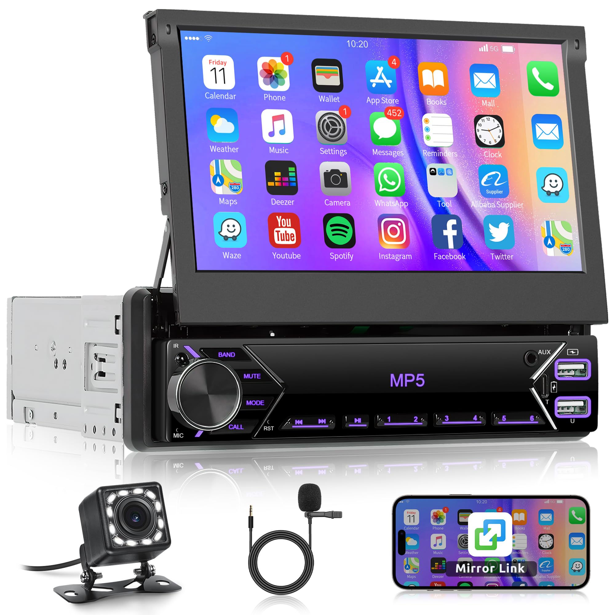 Here is the output:

radio automotivo con bluetooth e schermo retrattile 7 pollici