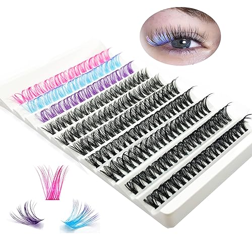 Miniatura 7 de 200 extensiones de pestañas individuales naturales en racimo 40D+50D, extensiones de pestañas postizas rizadas D de 0.394-0.630 pulgadas, racimos de