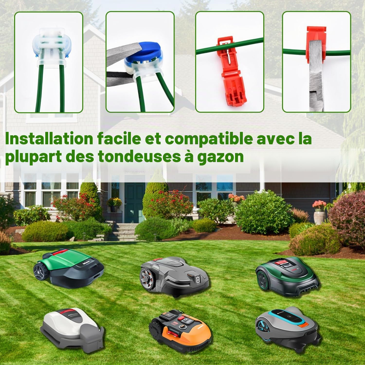 Cable Robot Tondeuse 250M + 150 Piquets + 20 Connecteurs de Câble + 10 Bornes de Connexion, Fil pour Robot Tondeuse, Câble pour Robots Tondeuses Compatible avec Gardena/Bosch/Worx/Yard Force etc