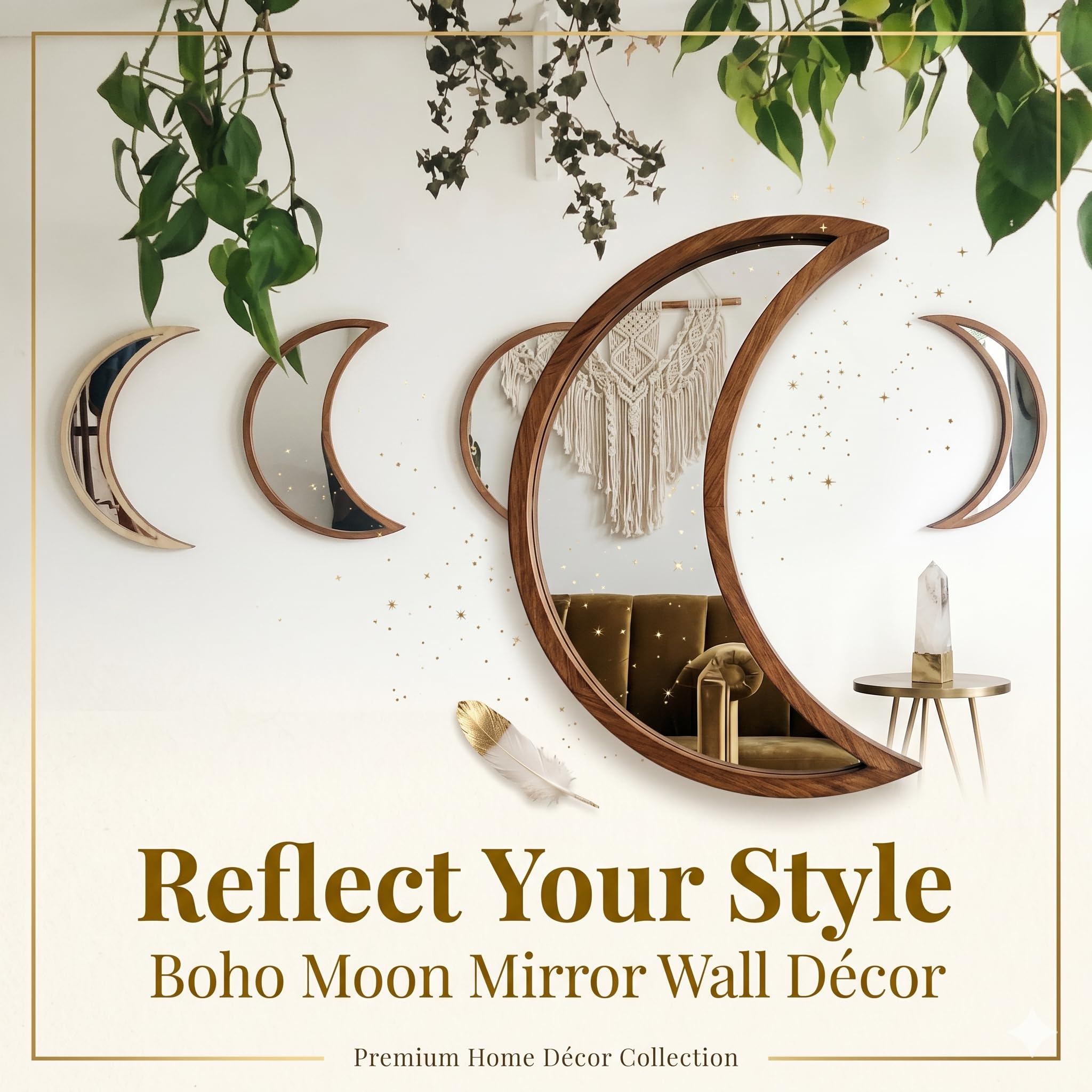 Moon Phase Mirror Set - Aesthetic Wall Decor -5