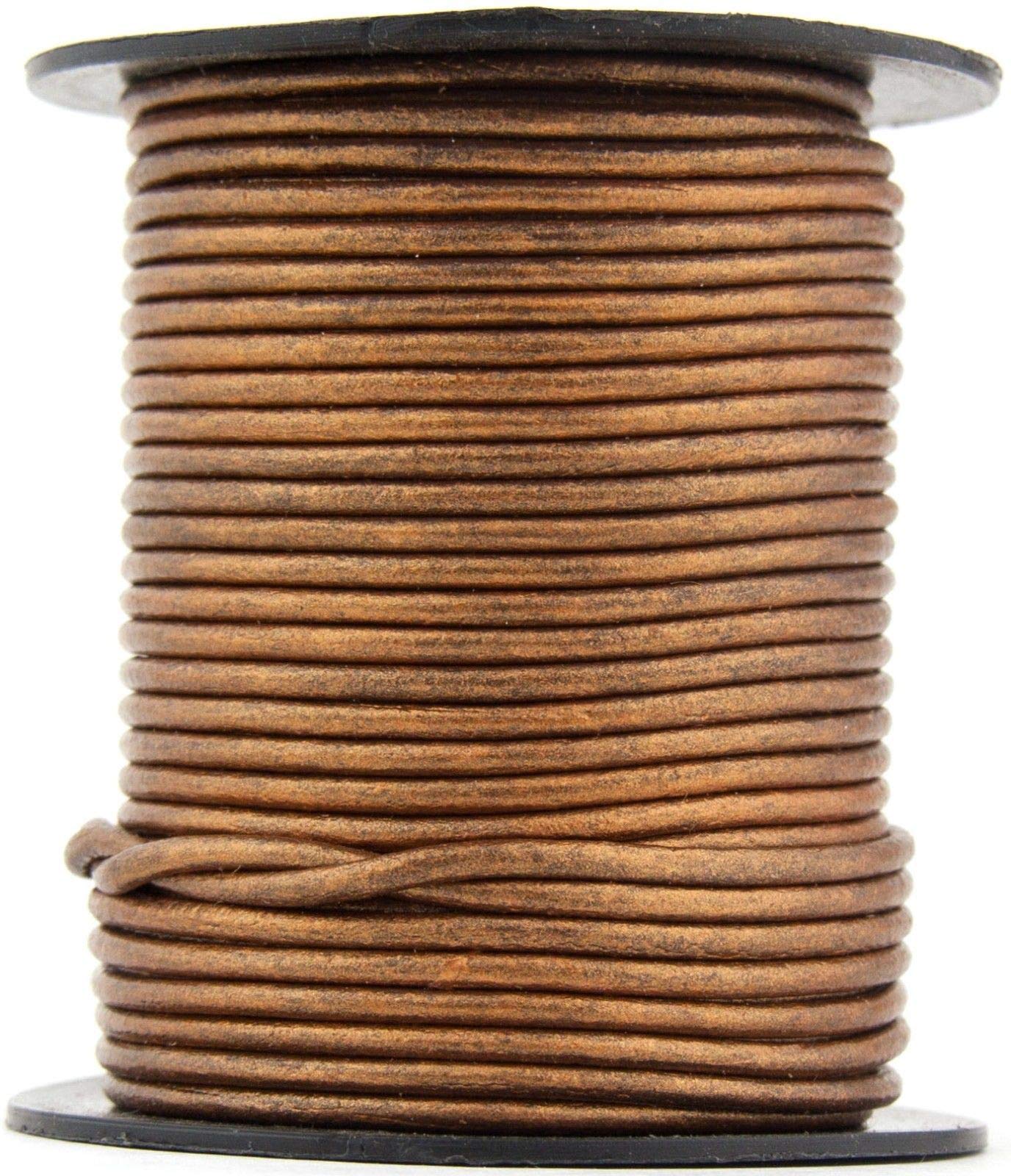 Bronze Metallic Round Leather Cord 1.5mm 10 Meters (11 Yards)