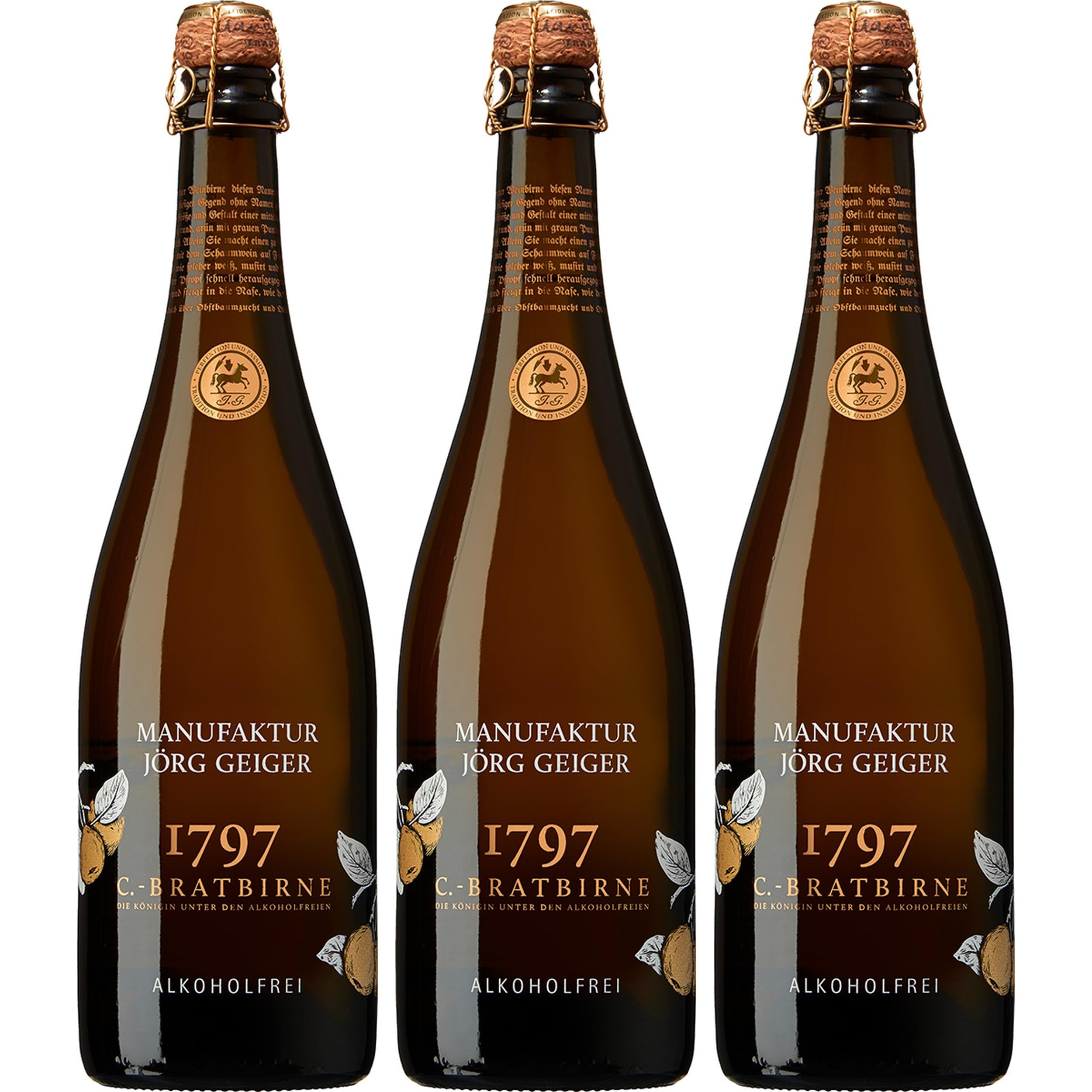 Manufaktur Jörg Geiger Ch Bratbirne alkoholfrei Weisswein Weiss süss Deutschland inkl. FeinWert E-Book (3 x 0.75 l)