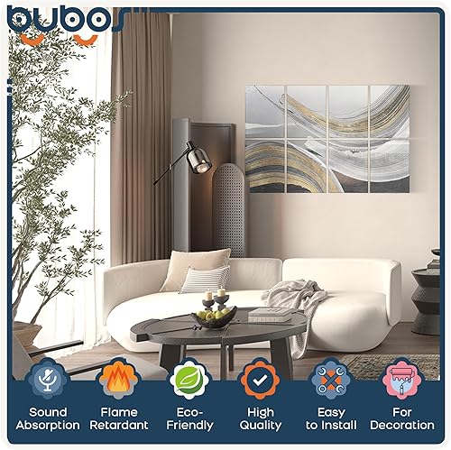 Miniatura 3 de BUBOS Paneles acústicos artísticos resistentes al sonido para pared, decorativos, autoadhesivos, para techo, oficina en casa, paquete de 8 paneles
