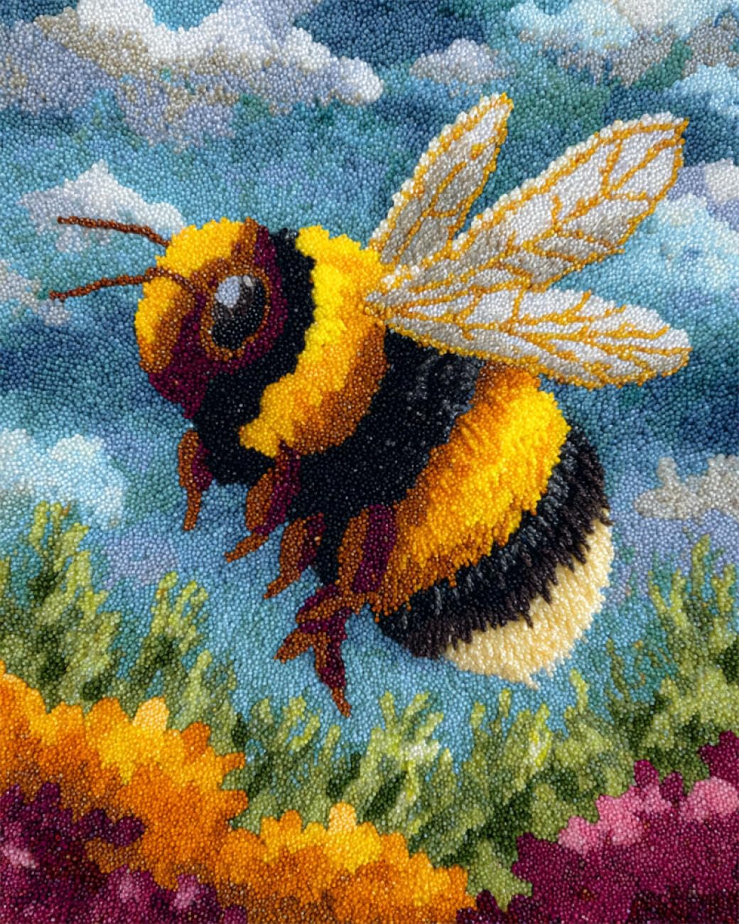 AxiangziK DIY Latch Hook Rugs Kits Cartoon Bee Latch Hook Kits for Beginners，Seniors，3D DIY Enthusiasts Rug Making Set 20x15in