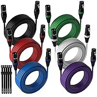 Vista 10 de XLR Cable de micrófono de 2 pies (paquete de 2, multicolor), cable de conexión de micrófono equilibrado de 3 pines macho a hembra, trenzado