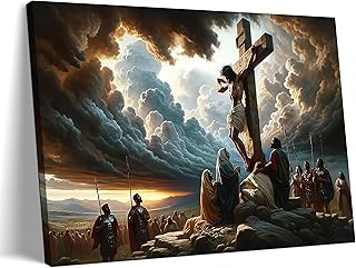 Yaneiro Framed Jesus Canvas Wall Art - Good Friday Wall Decor Paintings,...