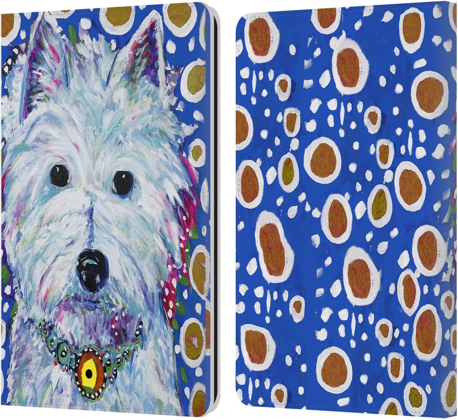 Head Case Designs Officially Licensed Mad Dog Art Gallery Westie Dogs Leather Wallet Case Compatible with Kindle Paperwhite 1/2 / 3
