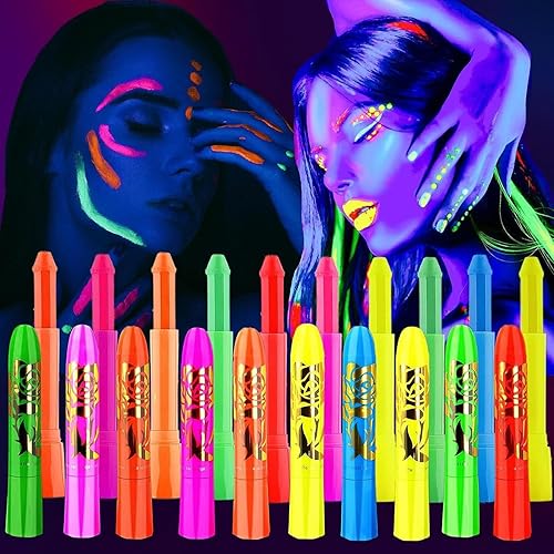 ONMAY - Delineador de ojos de Hydra reactivo UV activado por agua 7 colores Aqua Eye Liner UV Glow Blacklight Body Face Paint Kit de maquillaje -
