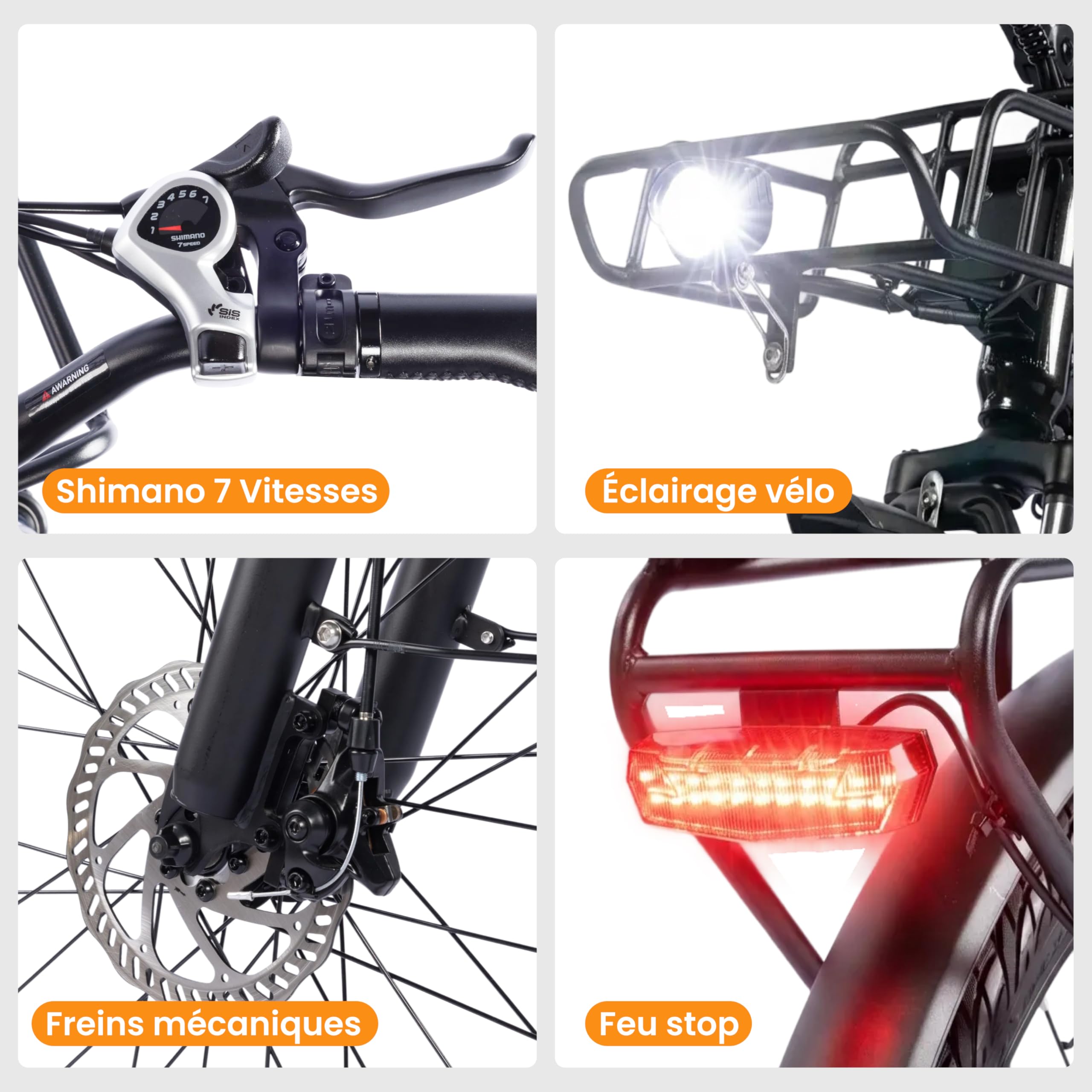 S10 E Bike Vélo électrique pour homme 26" avec moteur de 250 W Batterie 48 V 499,2 Wh Écran LCD 4,4" avec fourche à suspension, jusqu'à 100 km 25 km/h Pedelec pour femme