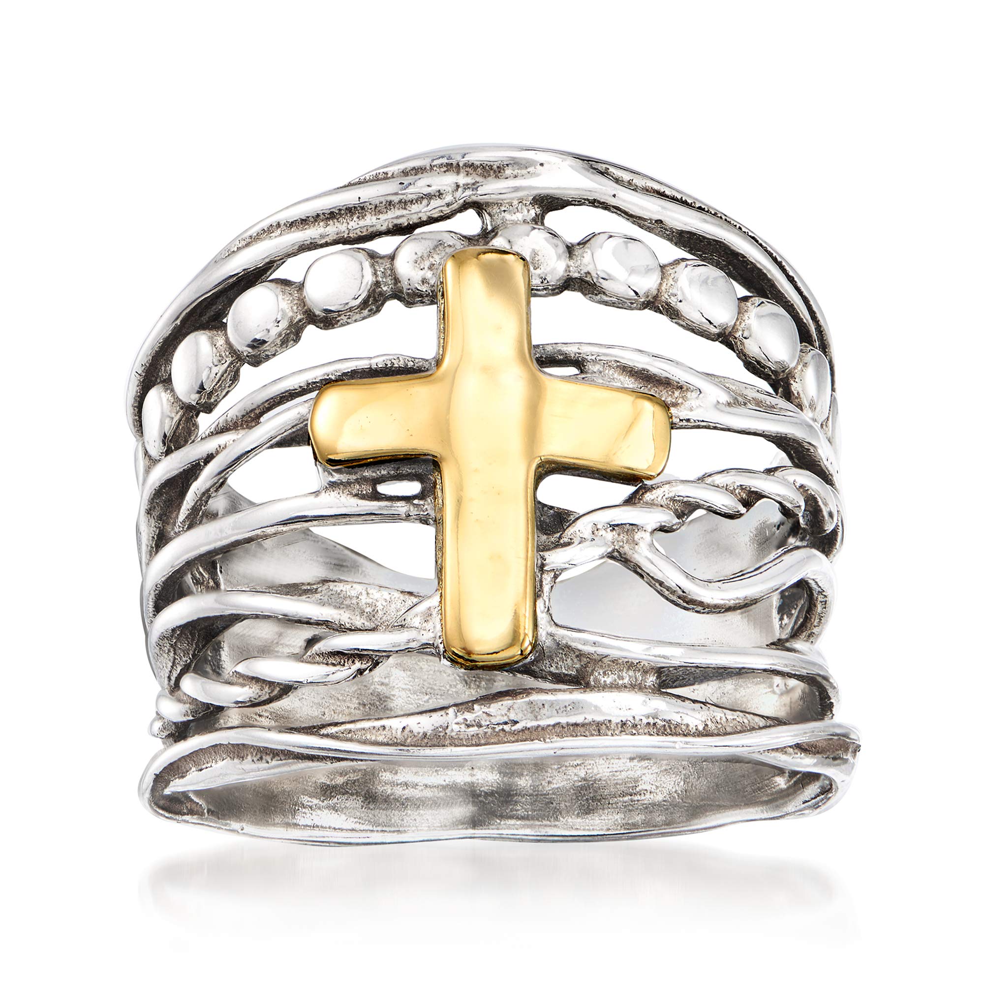 Ross-Simons Sterling Silver and 14kt Yellow Gold Multi-Row Ring