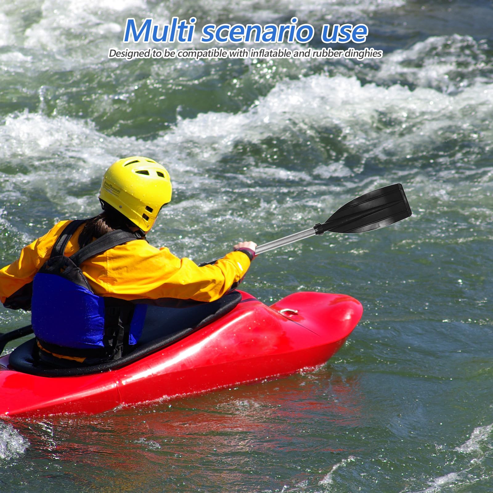 Pagaia per Kayak e Gommoni, Nero in Lega di Alluminio | Leggera e Facile da Montare, Impugnatura Manuale Antiscivolo, Plastica, per Kayak e Sport Acquatici