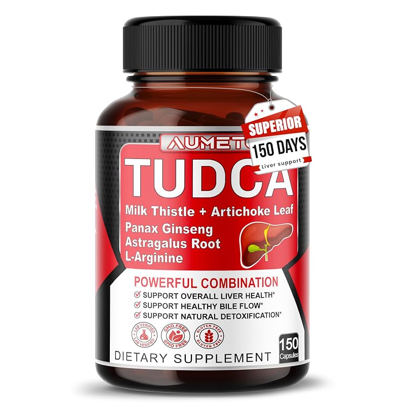 AUMETO Suplemento Fitoterápico de TUDCA com Cardo-Mariano e Alcachofra 600 mg, 150 cápsulas vegetais