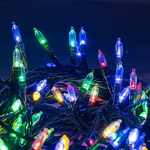 Vista 6 de Dazzle Bright 200 luces LED de Navidad, guirnalda de luces de hadas impermeables de 20 m, 8 modos, enchufables, luces para decoración de interiores