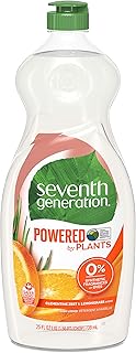 Seventh Generation Dish Liquid Soap, Clementine Zest & Lemongrass Scent, 25 Fl. Oz (Pack of 1) (Packaging May Vary)