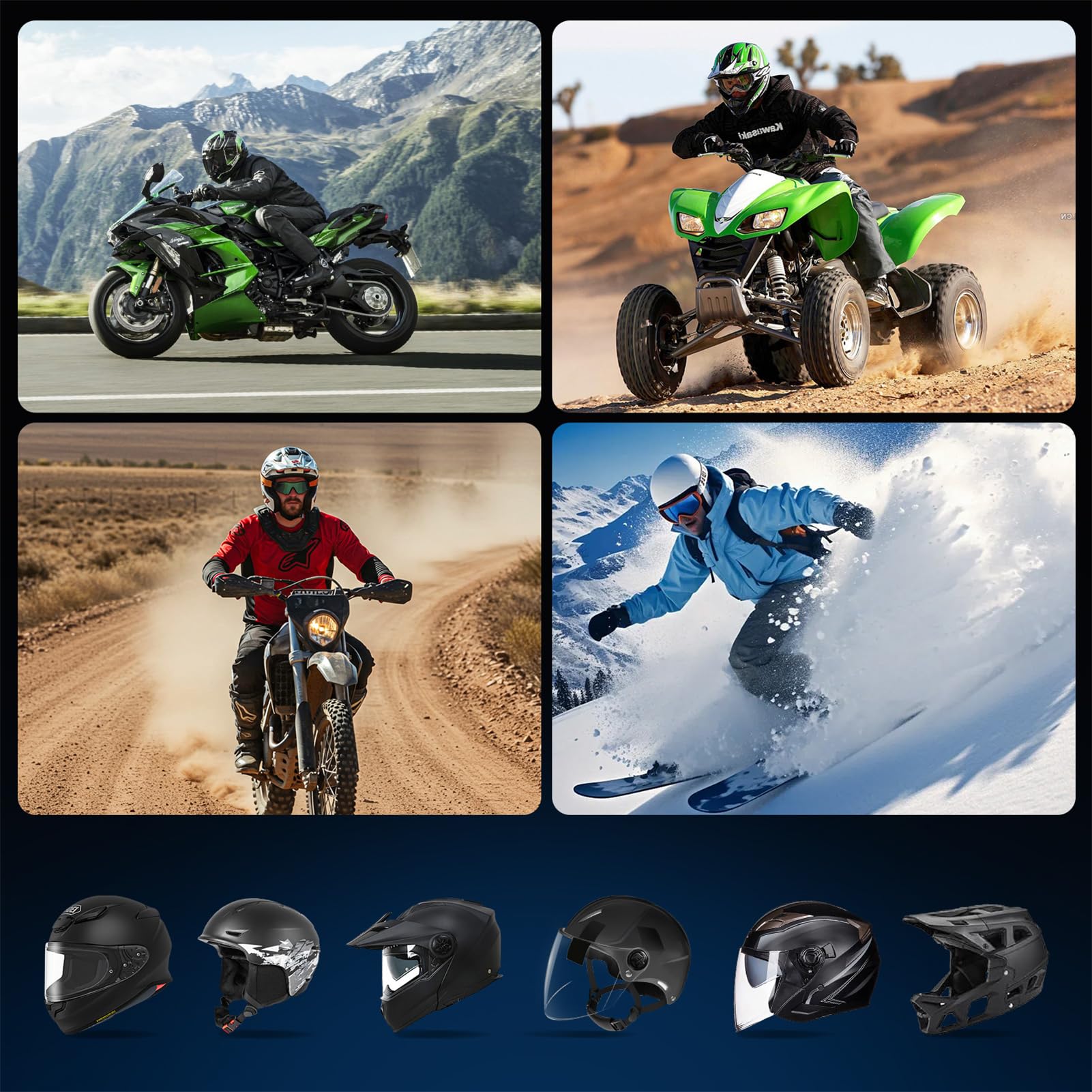 Moman Auricolare Moto RS-S Cuffie Casco Stereo HI-FI Riduzione del Rumore Radio FM IPX6 Impermeabile