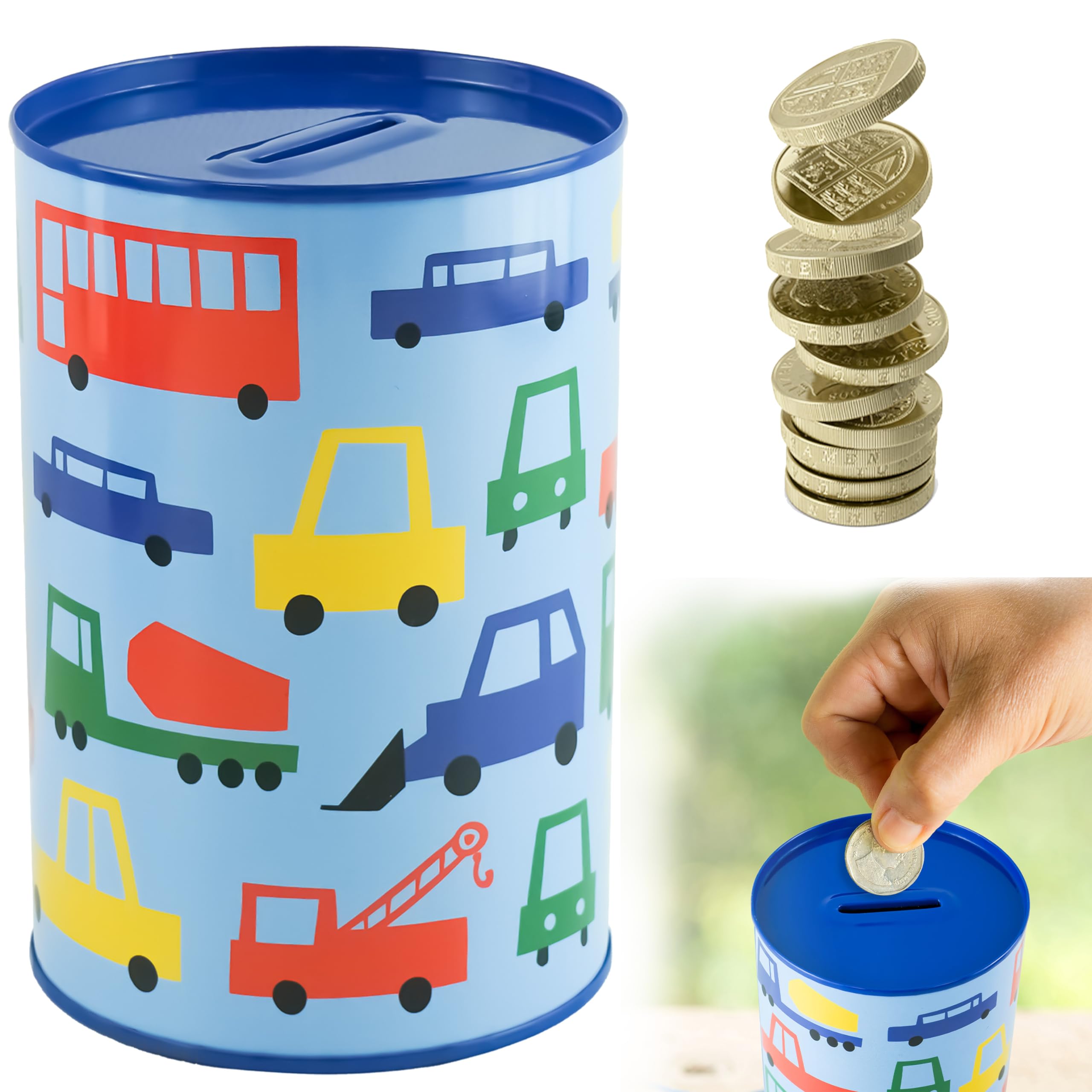 Trucks Coin Bank, Metal Money Saver, Piggy Kids Bank, Unbreakable Piggy Bank for Saving Money, Boys Piggy Bank, Gifts for Kids, Size-15cm