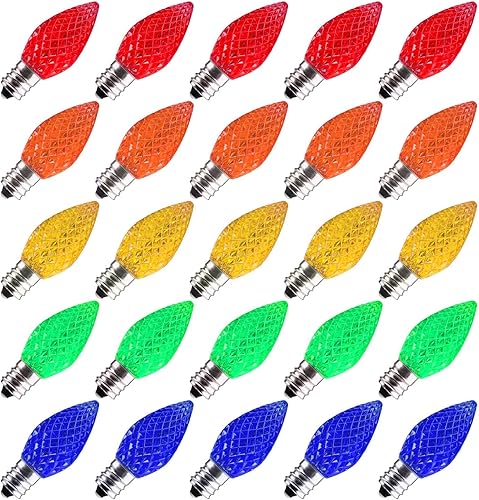 Brightown - Bombilla LED C7 de repuesto para tira de luces de Navidad Blanco puro,Rosado,Blanco cálido,Verde,Multicolor -,Rojo -,Azul