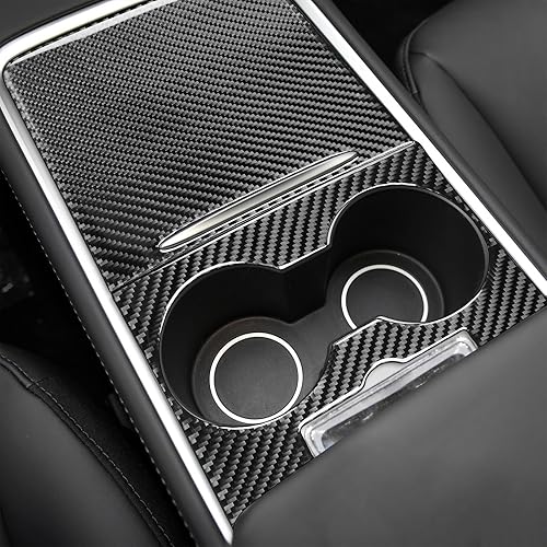 Miniatura 3 de Panel de cubierta de fibra de carbono de 2 piezas Control central universal-A Kit de molduras interiores para Tesla modelo 3 2017-2022 y modelo Y