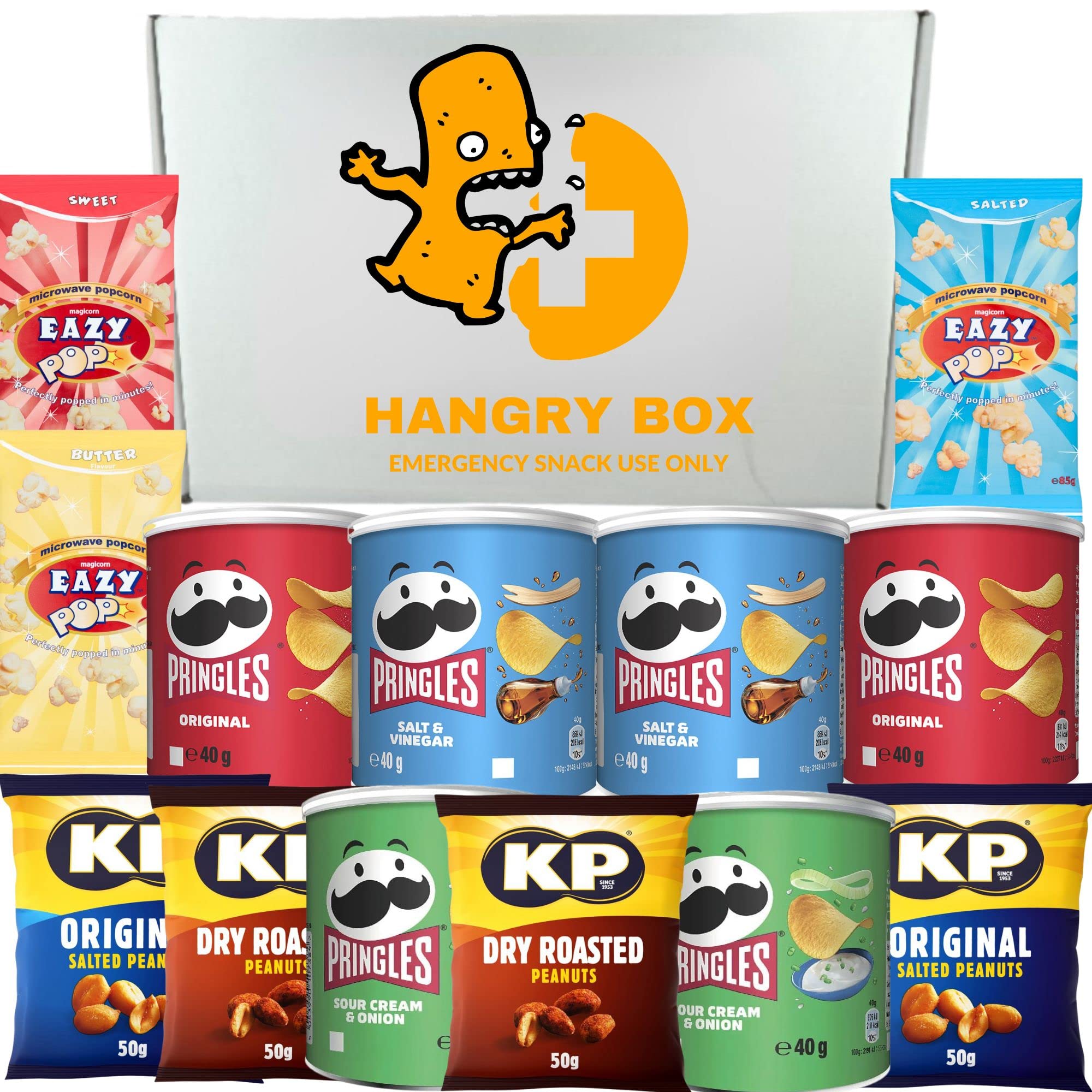 Buy HANGRY BOX Pringles Multipack Snack Box with KP Peanuts and Popcorn (Sweet Salty AND