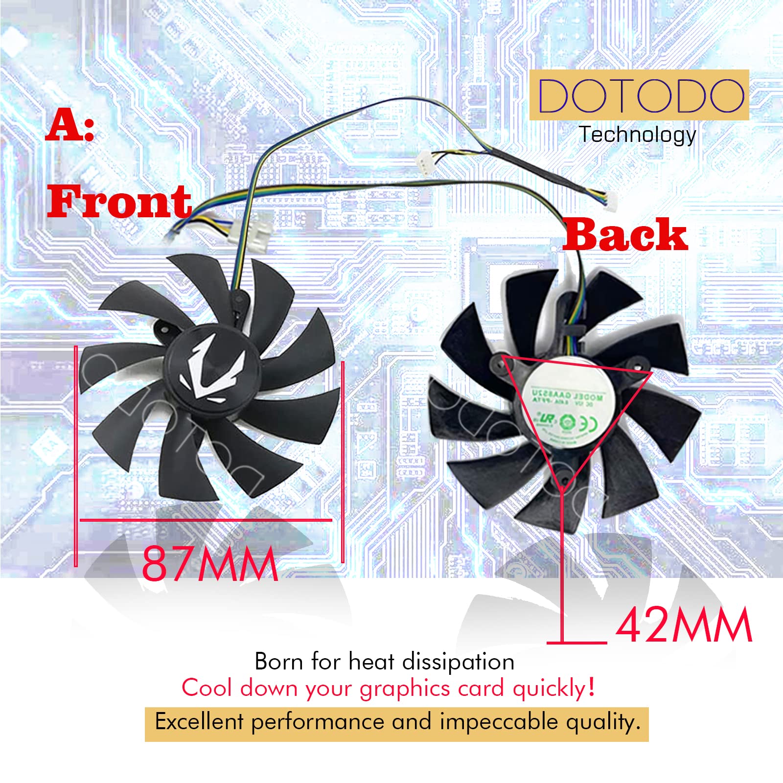 87 mm GA92S2H DC12V 0.35A 100MM GAA8S2U 0.45A 4Pin ventilador gráfico para ZÔÀÇ GAMING GeForce RTX2070 RTX 2070 OC Mini tarjeta de video ventilador de refrigeración (Fan-A-87mm)