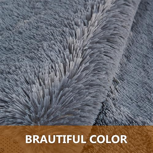 Miniatura 3 de Arbosofe Alfombras para sala de estar, alfombra de área para dormitorio, 9 x 12 pulgadas, color gris oscuro, alfombra grande para sala de juegos,