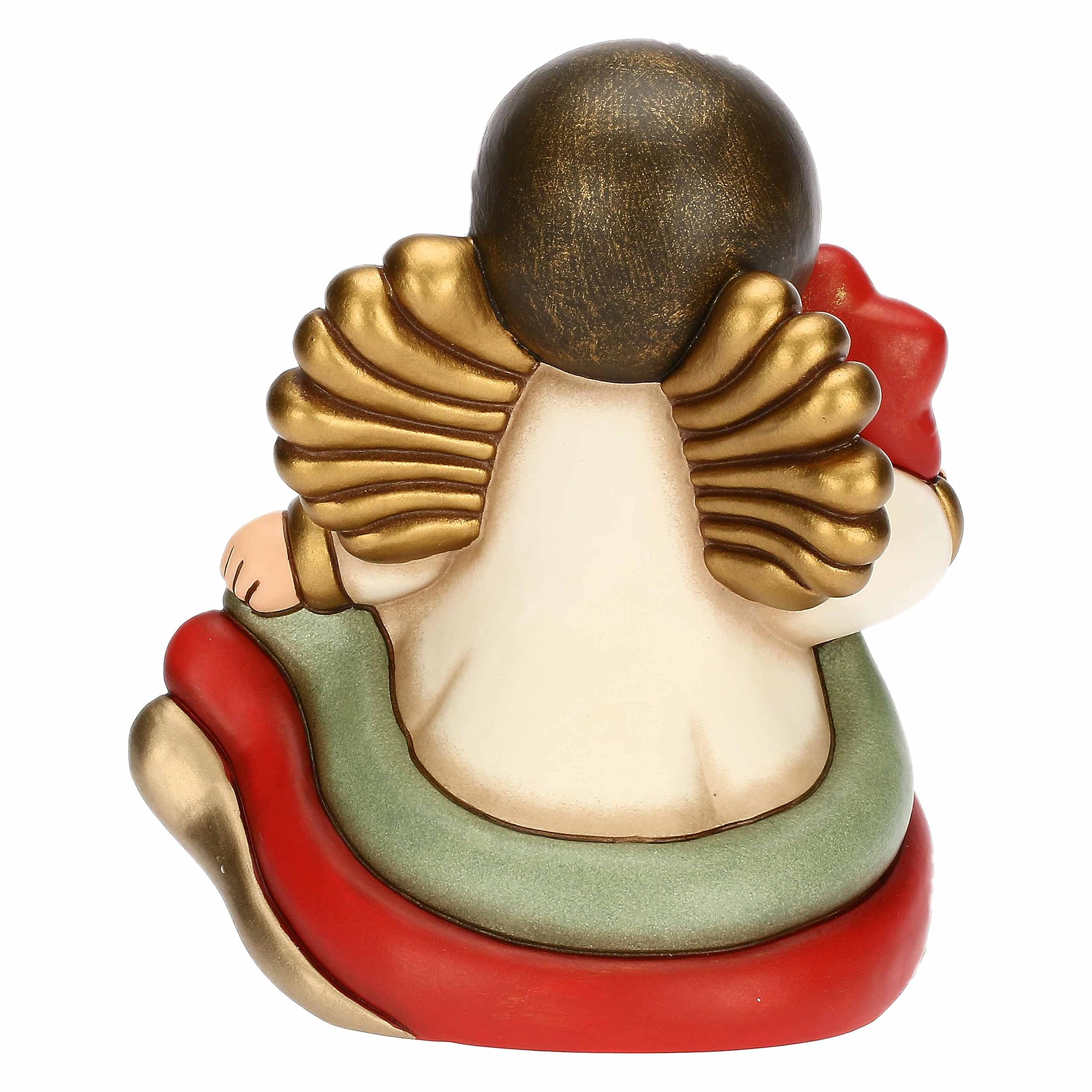 THUN - Angelo Limited Edition in Ceramica Decorata a Mano, Versione Media, Linea Desideri di Natale, 14.1x11.5x16.5 cm h