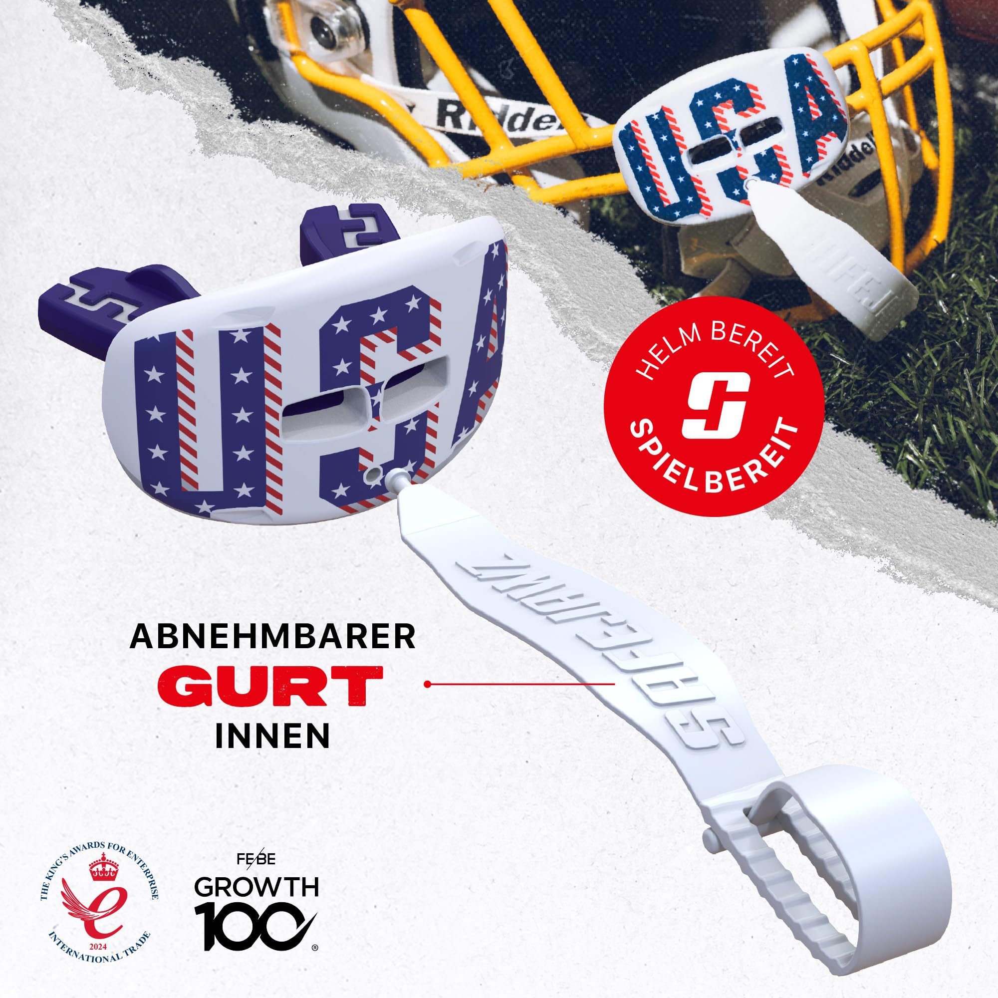 SAFEJAWZ Lippenschutz Erwachsene und Junior für Boxen, Basketball, Lacrosse, Fußball, MMA, Kampfsport, Hockey und alle Kontaktsportarten (USA)