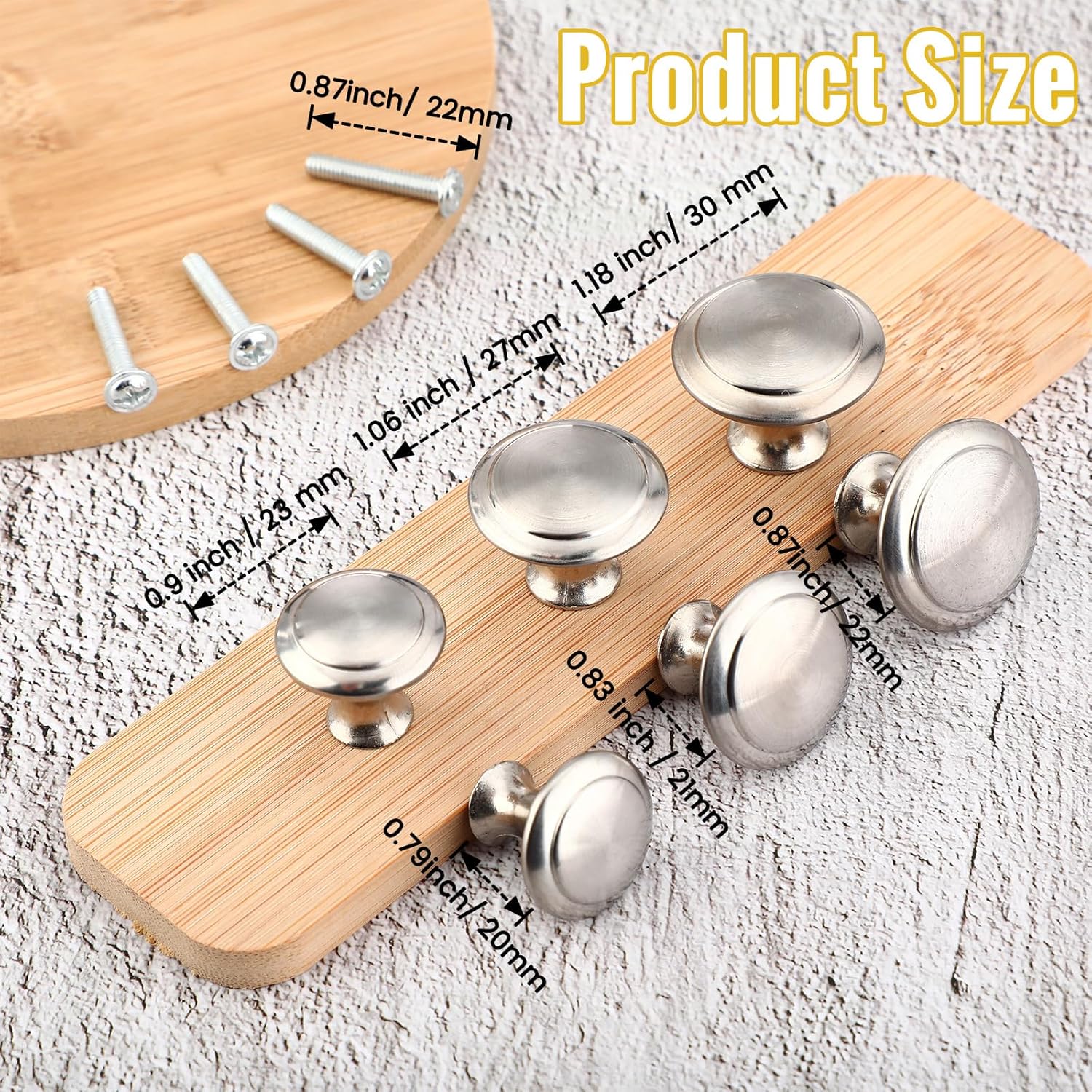 Bememo 100 Pack Kitchen Cabinet Knobs - Round Silver Drawer, Dresser & Cabinet Pull Handles, Durable Hardware for Kitchen, Bathroom, Furniture (1.18 Inch)