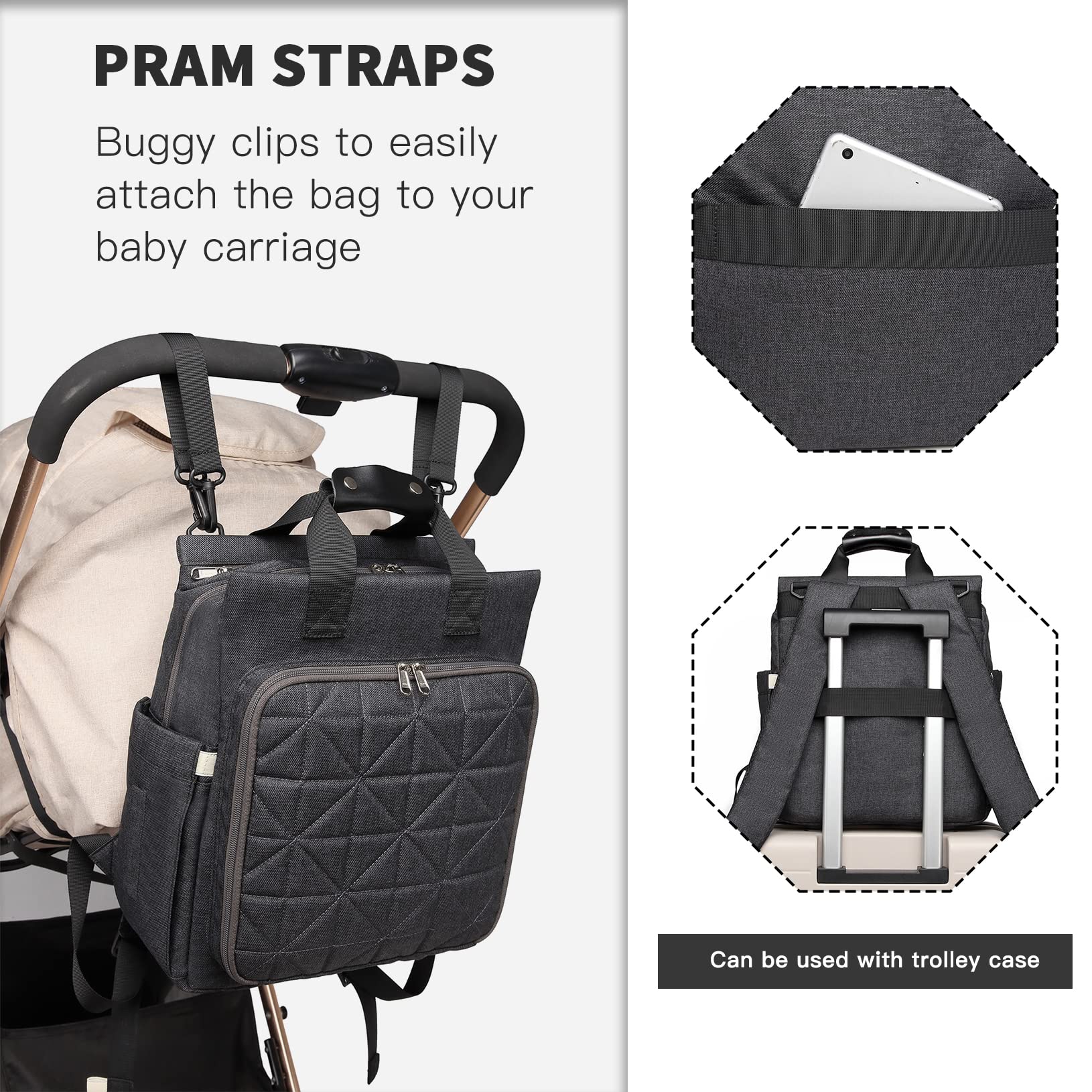 KONO Zaino Fasciatoio Borsa per Cambio Pannolini Impermeabile per Mamma e Papà