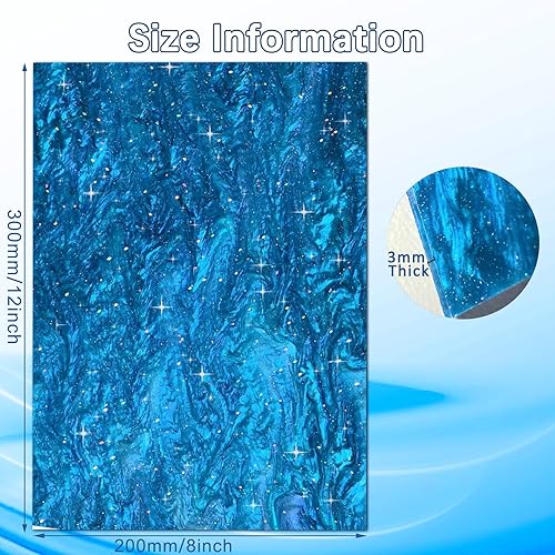 Miniatura 8 de Hoja acrílica nacarada con purpurina para corte láser de 12 x 8 pulgadas, hoja de plástico perlado con ondas de agua brillante de 18 de grosor,