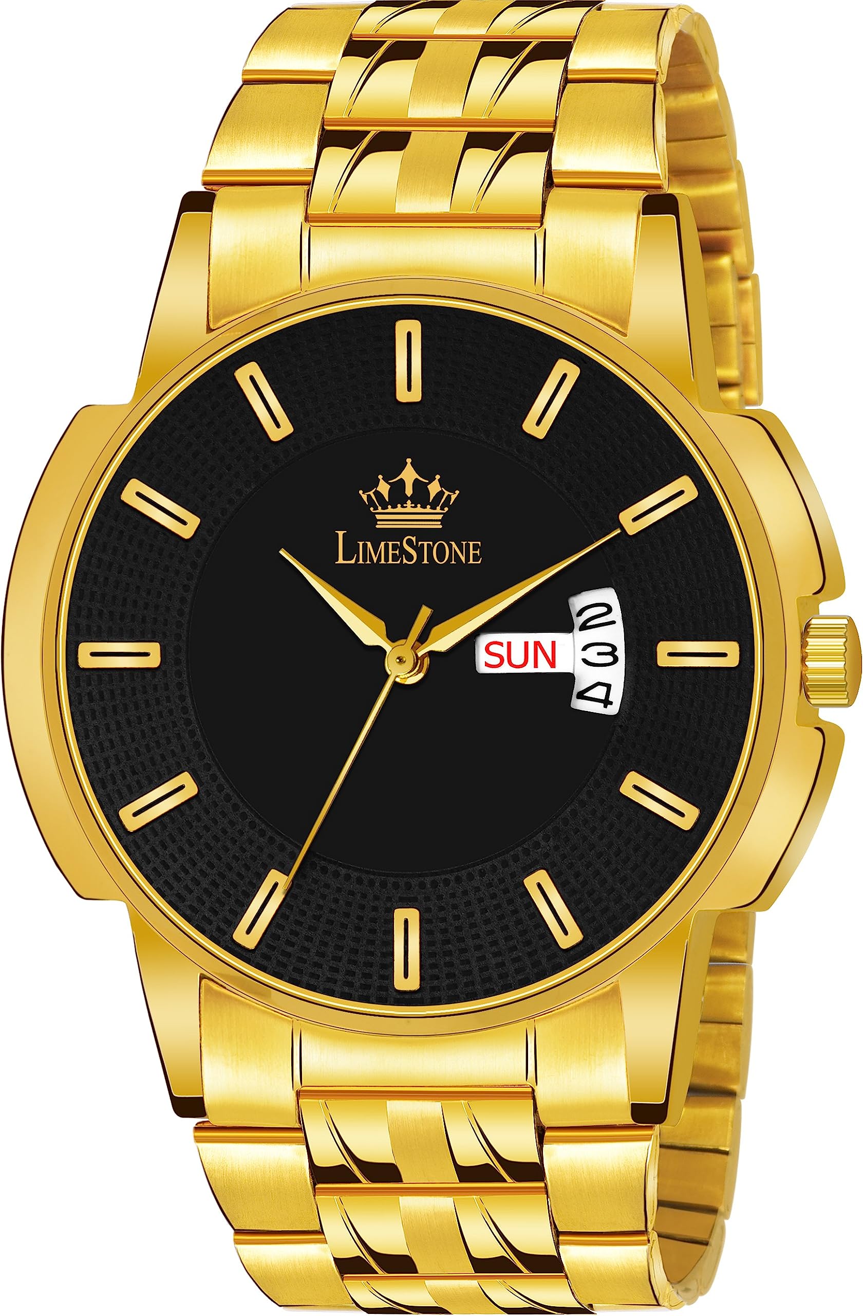 LIMESTONE Day & Date Functioning Original Gold Plated Adjustable Bracelet HMTS Quartz Analog Watch - for Men (B0CCJ26ZC7) Amazon Price History, Amazon Price Tracker
