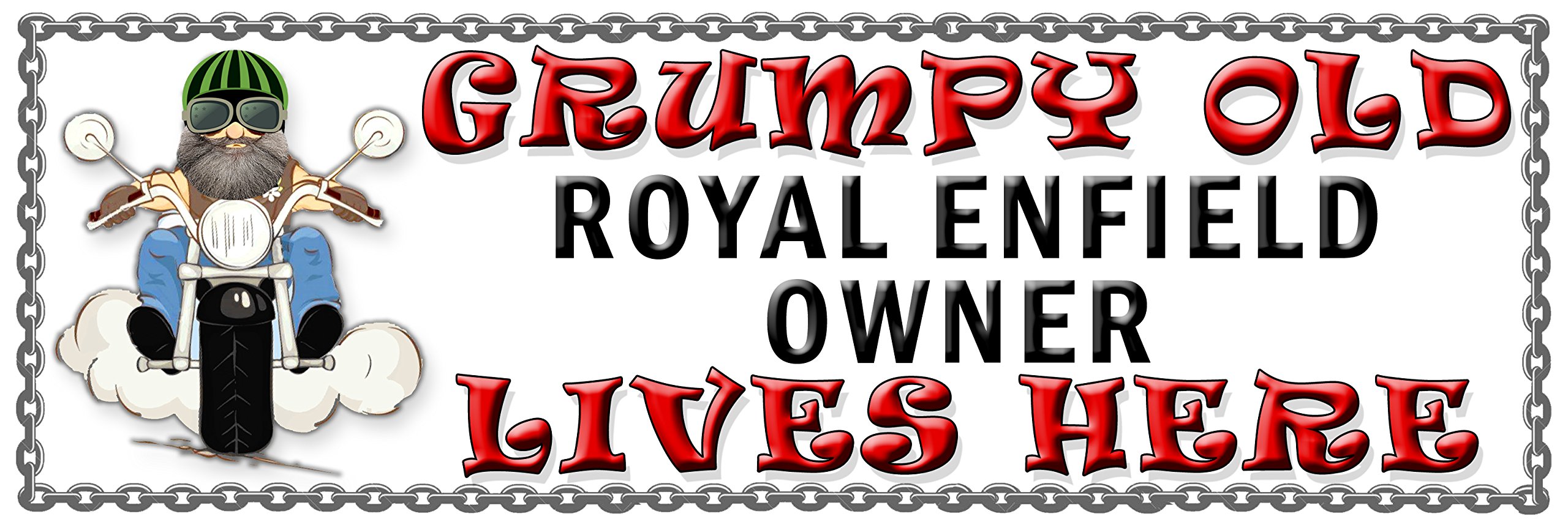 Grumpy ROYAL ENFIELD Owner Lives Here metal sign plaque funny (5H2)