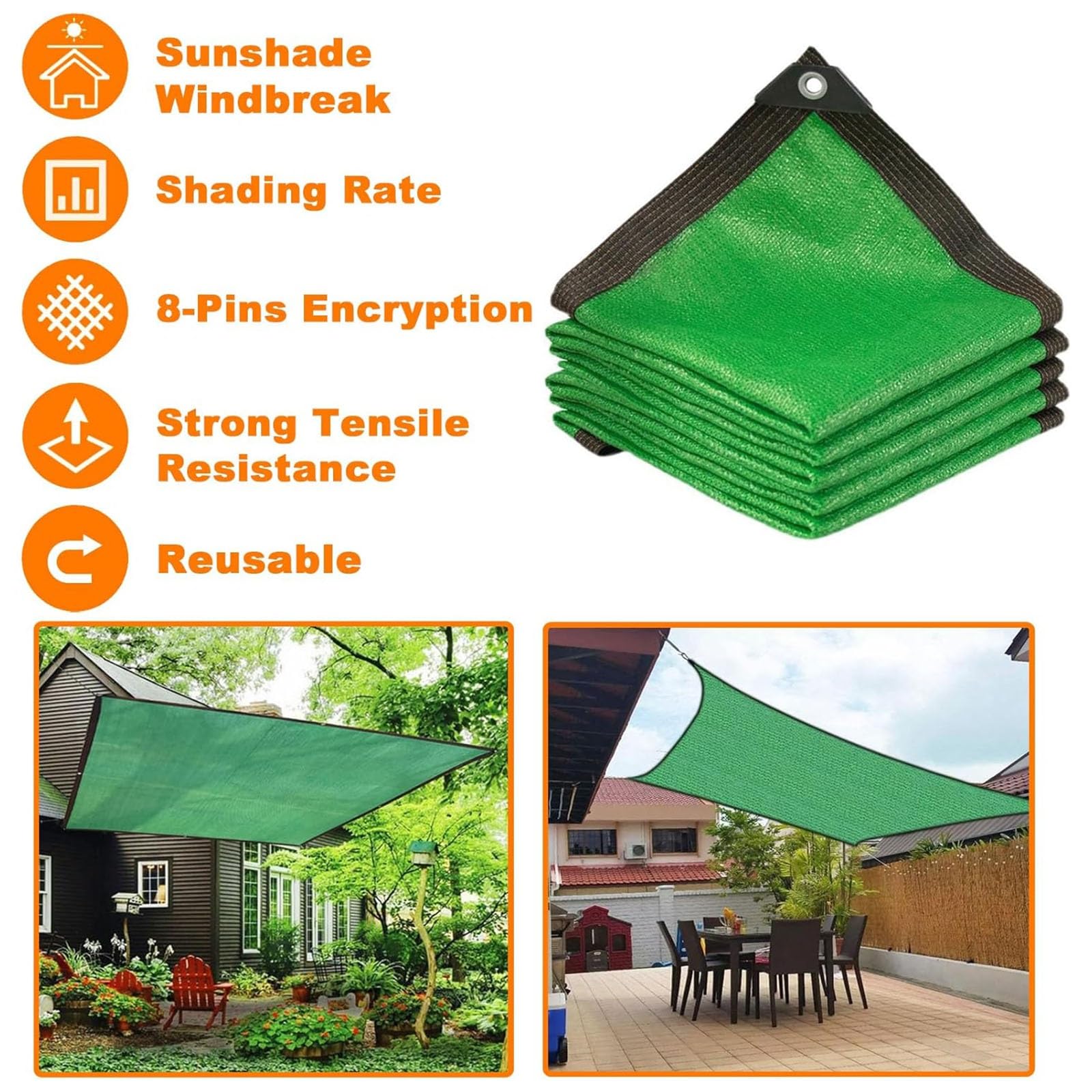 Malla de privacidad verde con 80 % de bloqueo UV para invernadero, 6 x 10 m, ideal para jardinería, patio, piscina y patio trasero