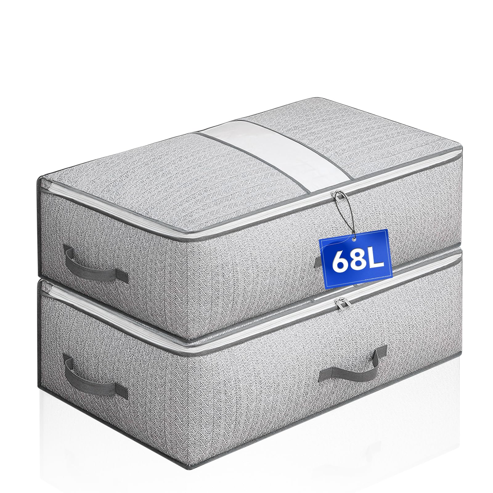 Cajas Almacenaje Ropa Bajo Cama, 2 Piezas Bolsas para Guardar Ropa Debajo de la Cama con Asa Reforzada, Cajas Organizadoras Armario Plegable Bolsas de Almacenamiento para Edredones Mantas