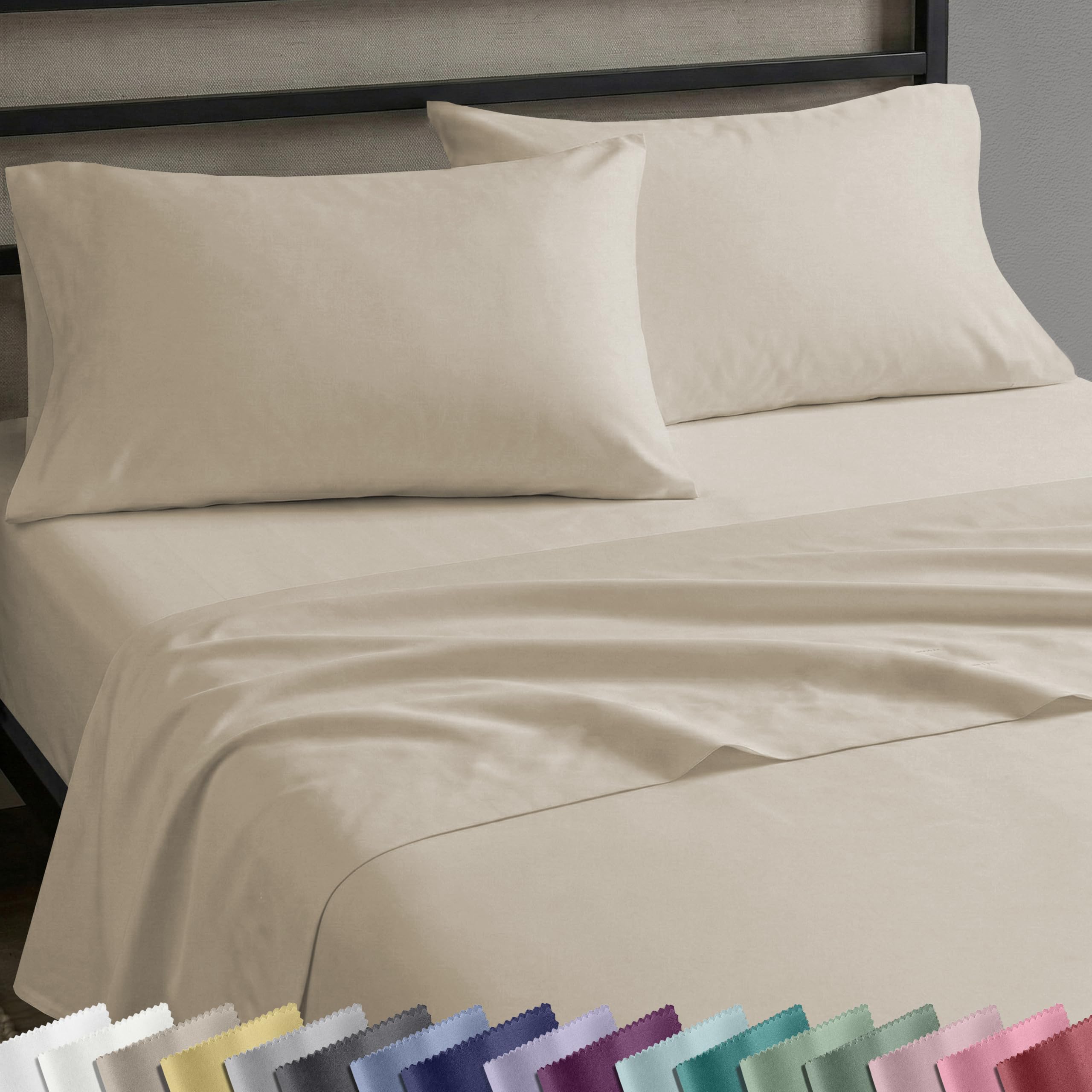California Design Den Natural 100% Cotton Twin XL Sheets Set, Soft, Durable Sateen, Butter