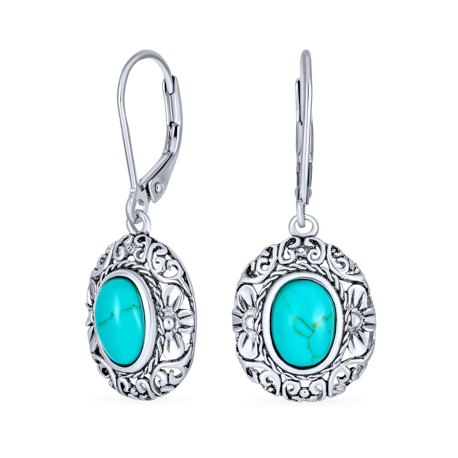 Orecchini Pendenti A Leva In Argento Sterling 925 Ossidato Con Pietre Blu, Rosse, Verdi - Stile Bali, Regalo Donna