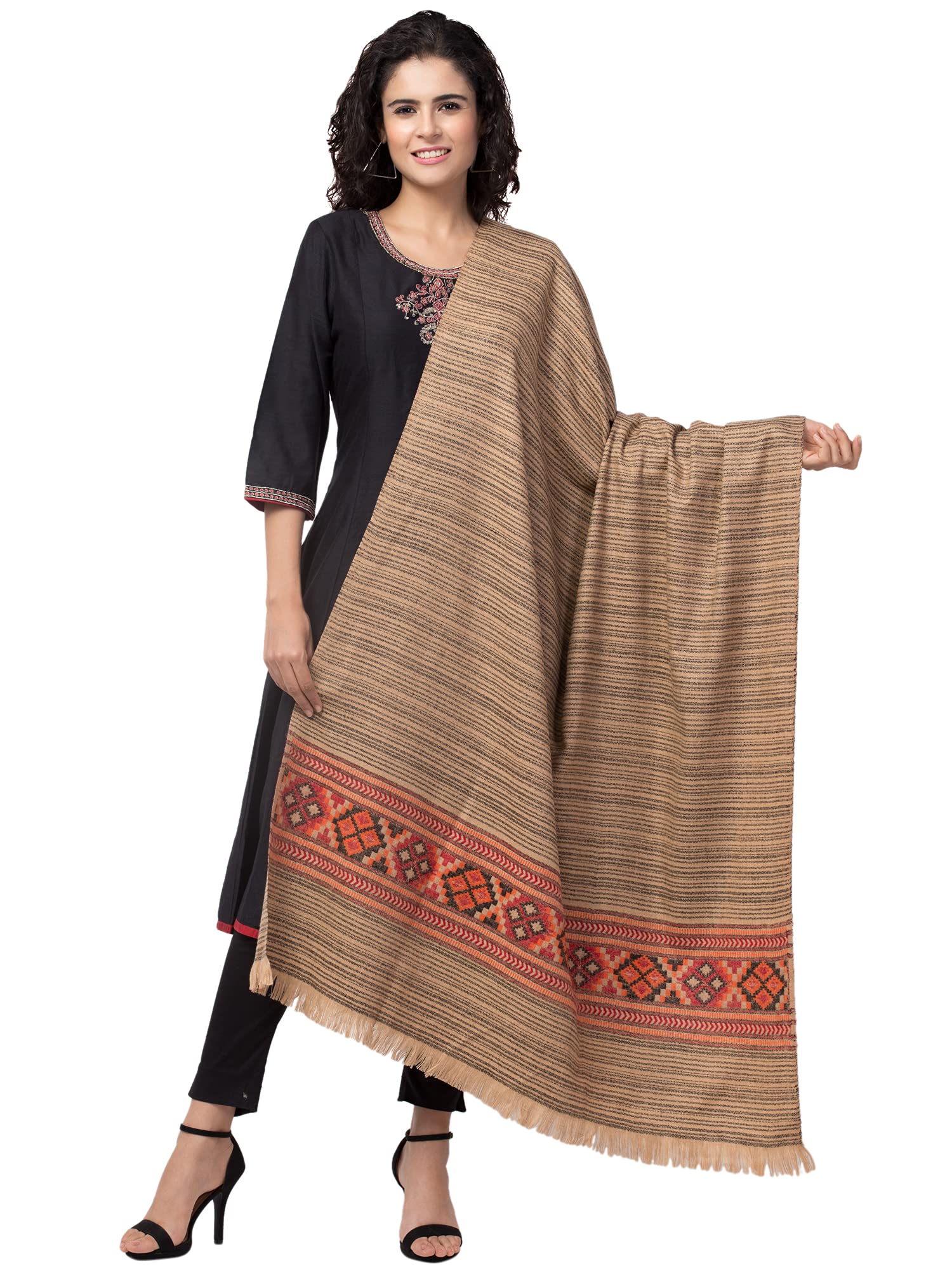 tweedle Kullu Shawls for Women, Woven Design Women's Shawl for Winters, Inspired by Himachal Handicrafts Size-40x80-picture-38