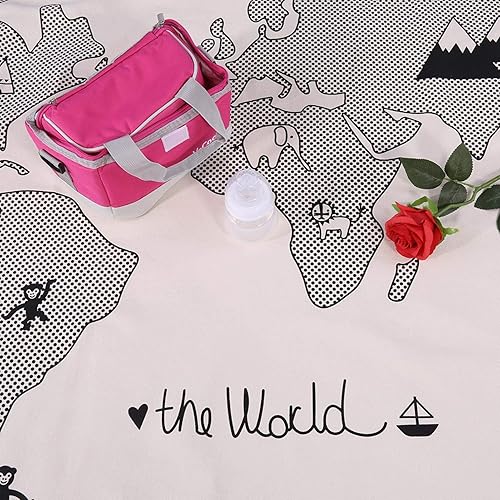 Miniatura 9 de GLOGLOW Alfombra de juegos para bebé, 53 pulgadas, patrón de mapa del mundo redondo, tapete de juego para bebés, tapete de juego para niños,